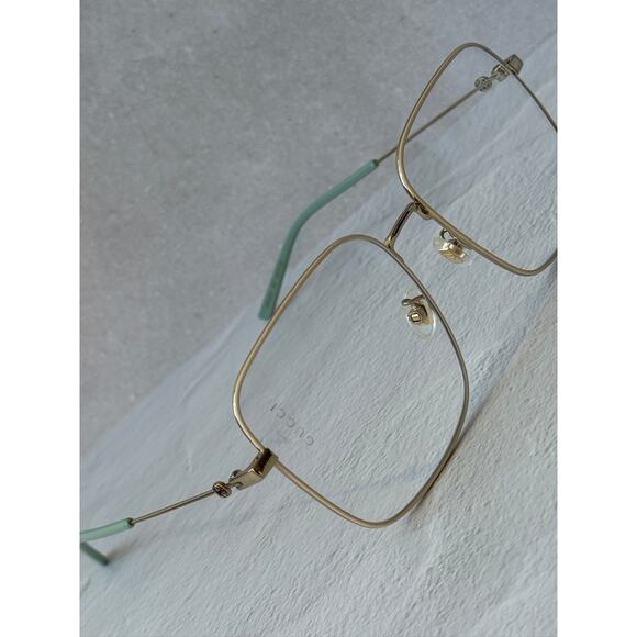 NEW Gucci GG0445O Gold Metal Oversized Square Frames